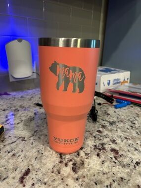 Coral 'Mama' Bear 40 oz Insulated Travel Tumbler